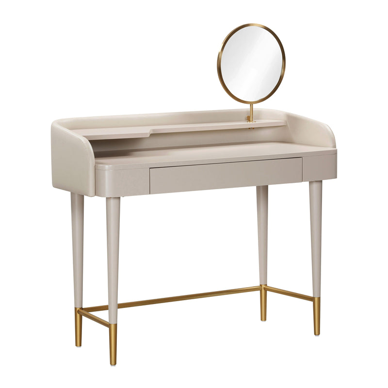 Penelope 45" Vegan Leather Wrapped Vanity Desk With Drawer - Taupe
