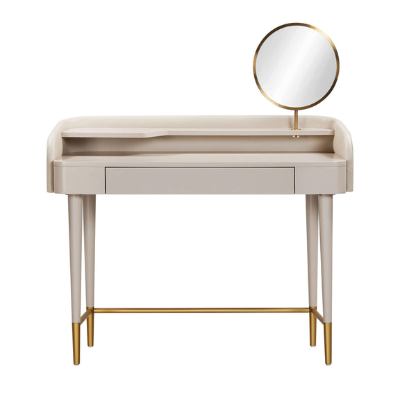 Penelope 45" Vegan Leather Wrapped Vanity Desk With Drawer - Taupe