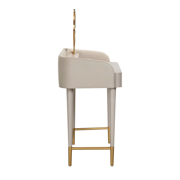 Penelope 45" Vegan Leather Wrapped Vanity Desk With Drawer - Taupe