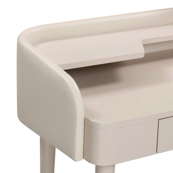 Penelope 45" Vegan Leather Wrapped Vanity Desk With Drawer - Taupe