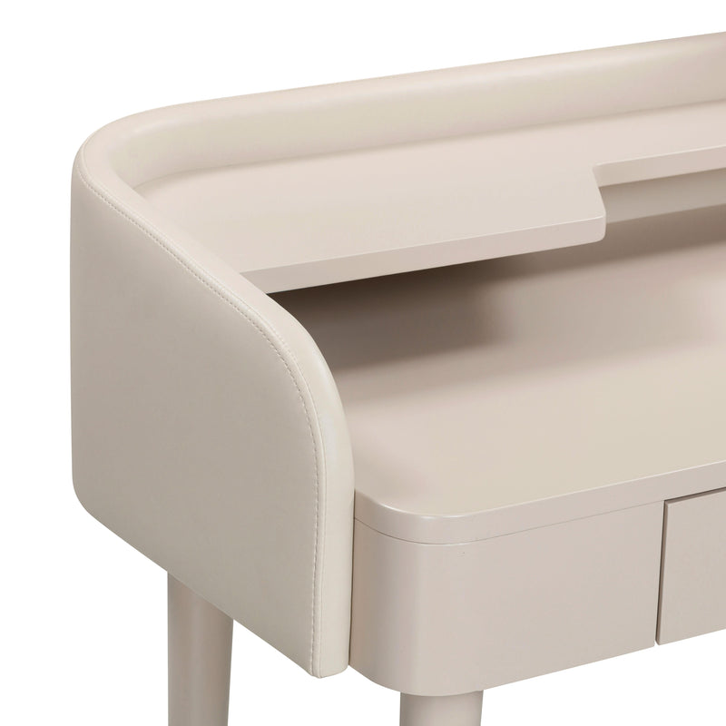 Penelope 45" Vegan Leather Wrapped Vanity Desk With Drawer - Taupe