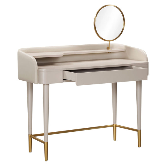 Penelope 45" Vegan Leather Wrapped Vanity Desk With Drawer - Taupe