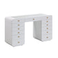 Hollywood 56" White Desk with LED Panel Vanity Mirror - Small