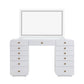 Hollywood 56" White Desk with LED Panel Vanity Mirror - Large