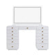 Hollywood 56" White Desk with LED Panel Vanity Mirror - Large