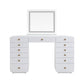 Hollywood 56" White Desk with LED Panel Vanity Mirror - Small