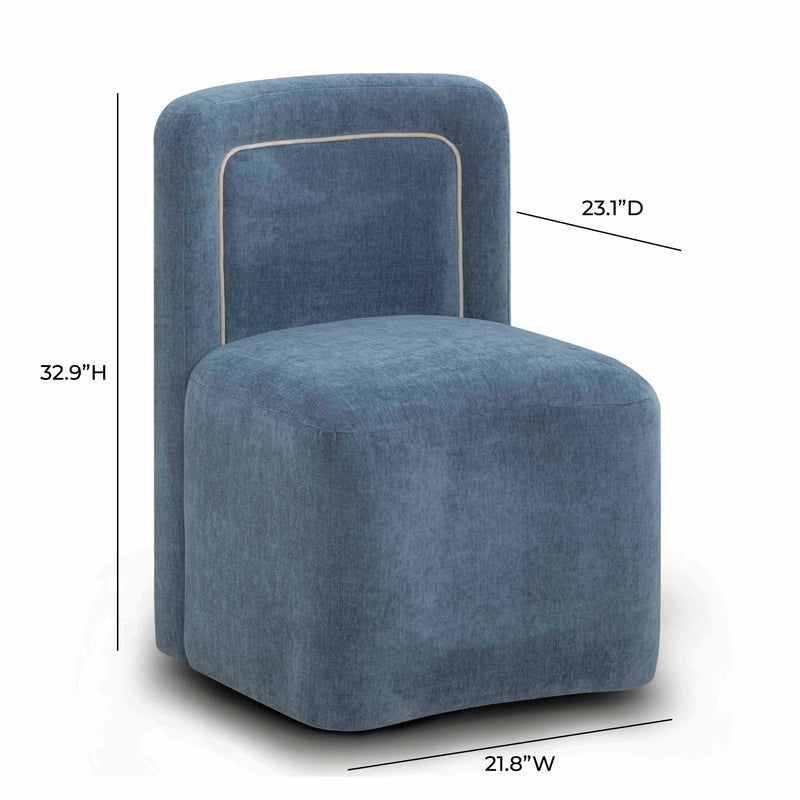 Dolce Performance Velvet Rolling Desk Chair - Blue