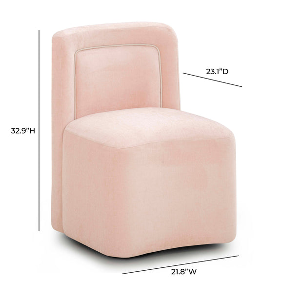 Dolce Performance Velvet Rolling Desk Chair - Pink