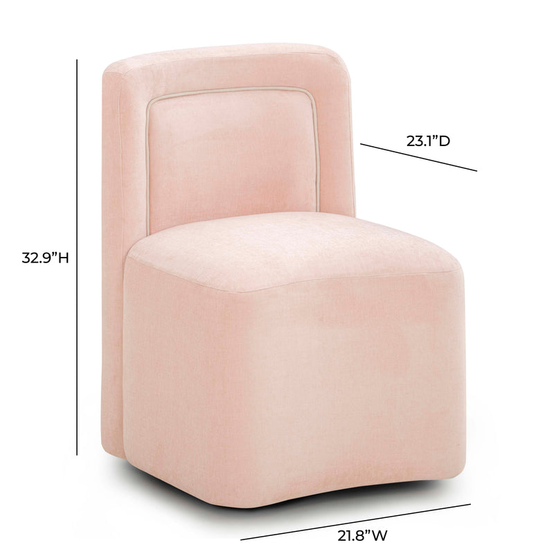 Dolce Performance Velvet Rolling Desk Chair - Pink