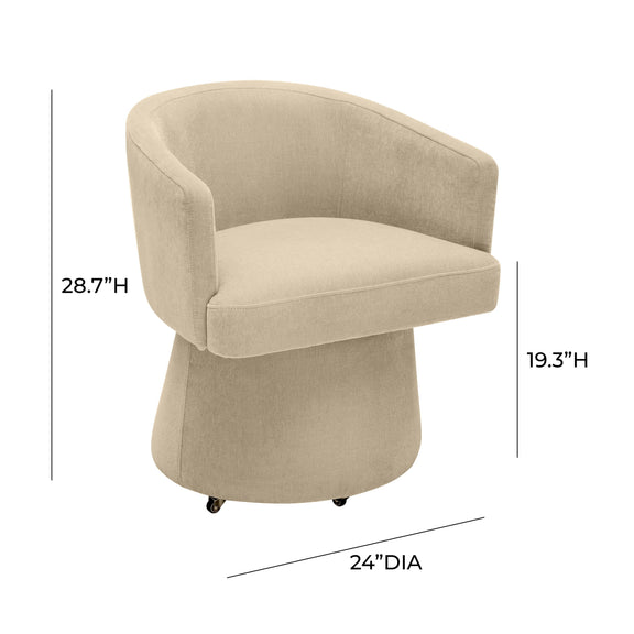 Kristen Taupe Upcycled Chenille Rolling Desk Chair