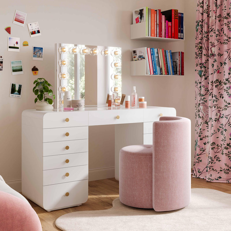 Alyssa Pink Upcycled Velvet Rolling Desk Chair