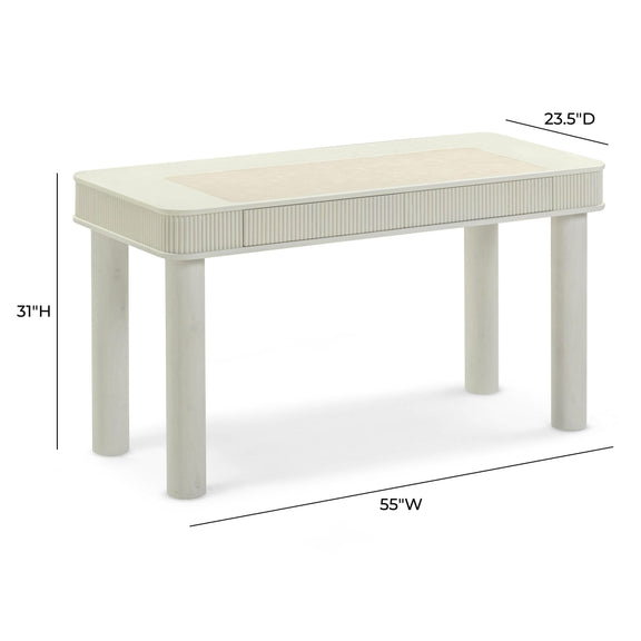 Sarah 55" Cream 2-Drawer Executive Work Desk
