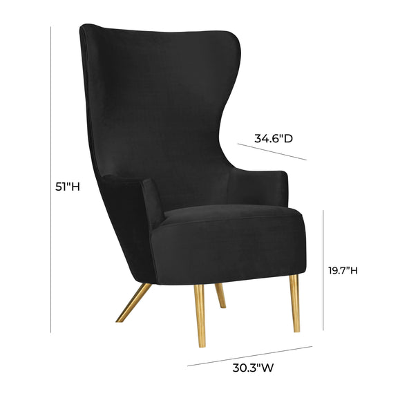 Julia Black Velvet Wingback Chair
