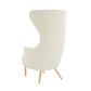 Julia Cream Velvet Channel Tufted Wingback Chair