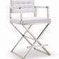 Director White Performance Vegan Leather and Stainless Steel Counter Stool