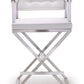 Director White Performance Vegan Leather and Stainless Steel Counter Stool