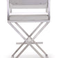 Director White Performance Vegan Leather and Stainless Steel Counter Stool