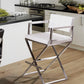 Director White Performance Vegan Leather and Stainless Steel Counter Stool