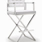 Director White Performance Vegan Leather and Stainless Steel Barstool
