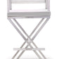 Director White Performance Vegan Leather and Stainless Steel Barstool