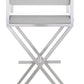 Director White Performance Vegan Leather and Stainless Steel Barstool