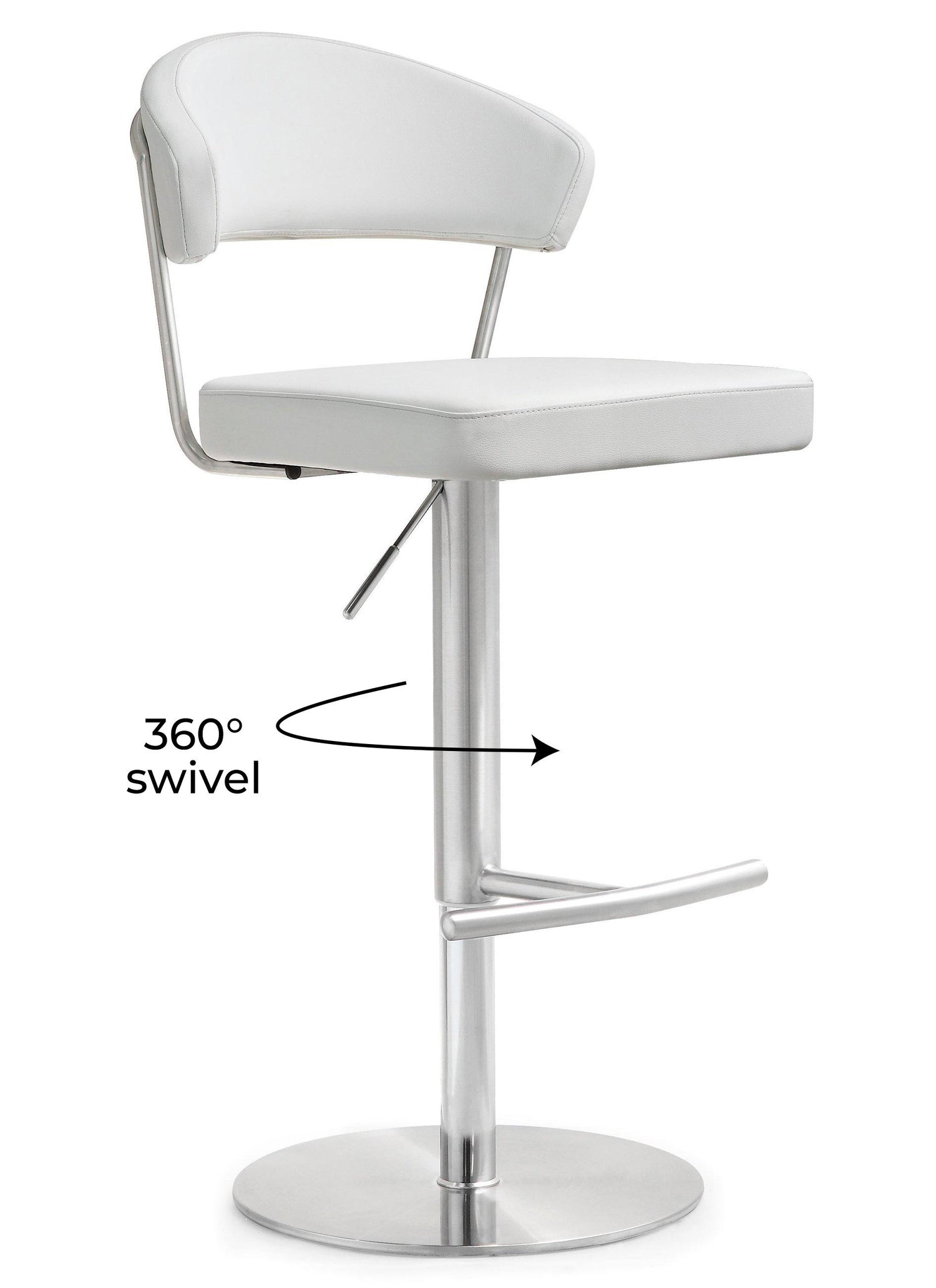 Cosmo White Performance Vegan Leather and Stainless Steel Barstool