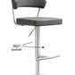Cosmo Grey Performance Vegan Leather and Stainless Steel Barstool