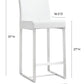 Denmark White Performance Vegan Leather and Stainless Steel Counter Stool - Set of 2