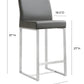 Denmark Grey Performance Vegan Leather and Stainless Steel Counter Stool - Set of 2