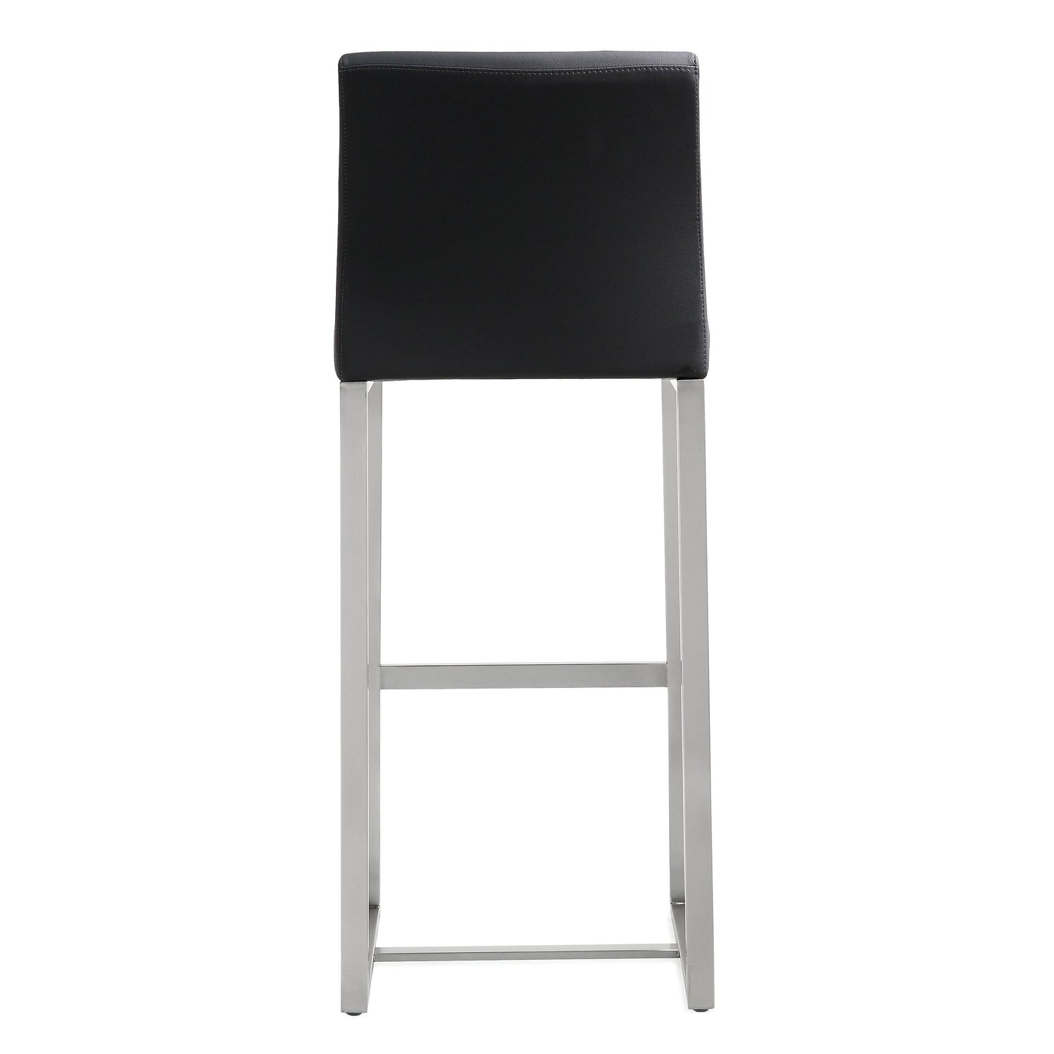 Denmark Black Performance Vegan Leather and Stainless Steel Barstool - Set of 2