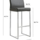 Denmark Grey Performance Vegan Leather and Stainless Steel Barstool - Set of 2