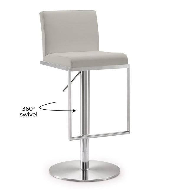 Amalfi Performance Vegan Leather Adjustable Stool - Light Grey