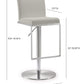 Amalfi Performance Vegan Leather Adjustable Stool - Light Grey