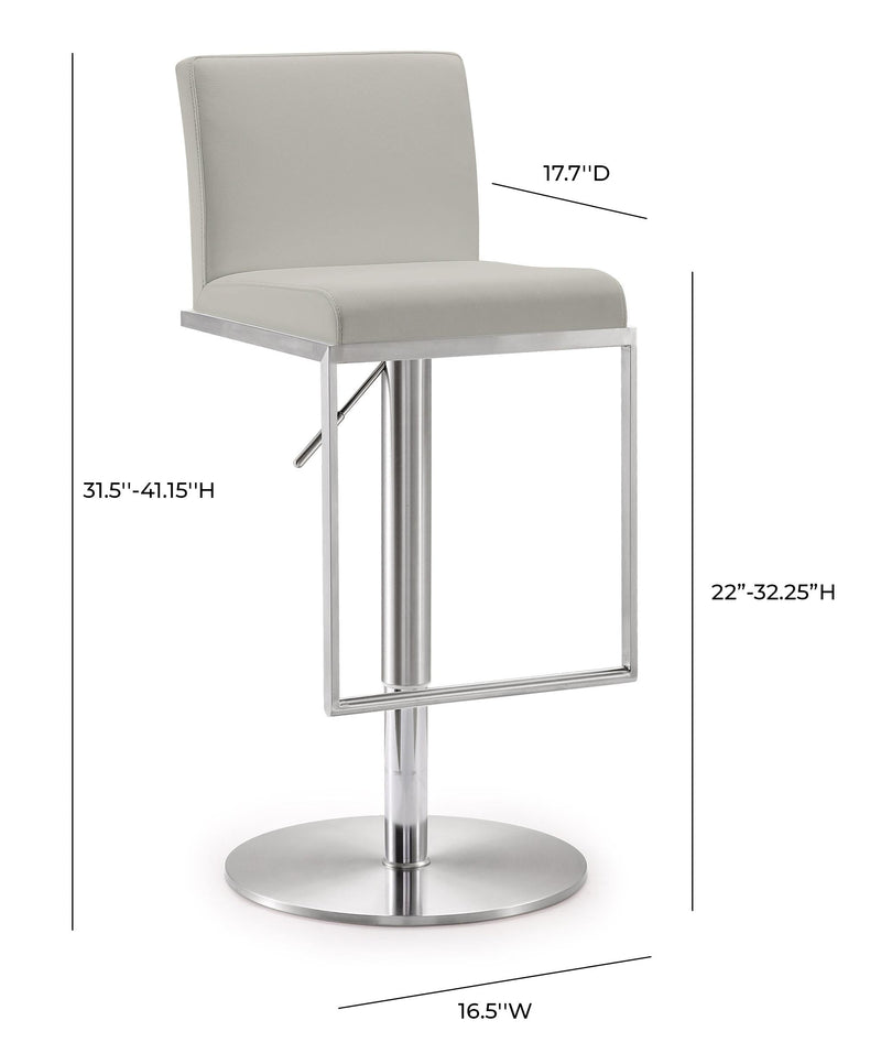 Amalfi Performance Vegan Leather Adjustable Stool - Light Grey