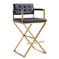 Director Black Performance Vegan Leather and Gold Steel Barstool