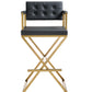 Director Black Performance Vegan Leather and Gold Steel Barstool