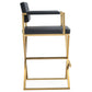 Director Black Performance Vegan Leather and Gold Steel Barstool