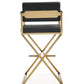 Director Black Performance Vegan Leather and Gold Steel Barstool