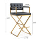 Director Black Performance Vegan Leather and Gold Steel Barstool