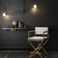 Director White Performance Vegan Leather and Gold Steel Barstool