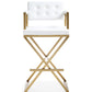 Director White Performance Vegan Leather and Gold Steel Barstool