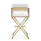 Director White Performance Vegan Leather and Gold Steel Barstool