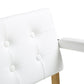 Director White Performance Vegan Leather and Gold Steel Barstool