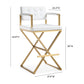Director White Performance Vegan Leather and Gold Steel Barstool