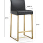 Denmark Black Performance Vegan Leather and Gold Steel Counter Stool - Set of 2