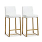 Denmark White Performance Vegan Leather and Gold Steel Counter Stool - Set of 2