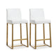 Denmark White Performance Vegan Leather and Gold Steel Counter Stool - Set of 2