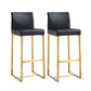 Denmark Black Performance Vegan Leather and Gold Steel Barstool - Set of 2