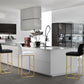 Denmark Black Performance Vegan Leather and Gold Steel Barstool - Set of 2