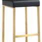 Denmark Black Performance Vegan Leather and Gold Steel Barstool - Set of 2
